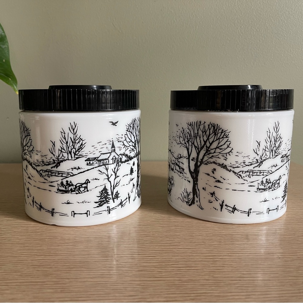 Vintage milk glass canisters - Picture 5 of 11